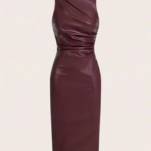 SHEIN - Elegant Burgundy Sleeveless Dress